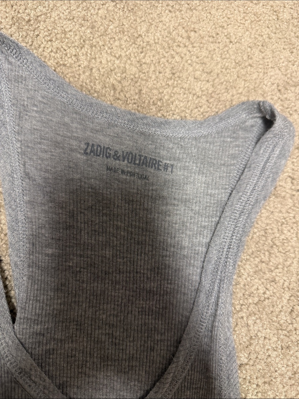 Zadig & Voltaire Gray Ribbed Racerback Tank - Picture 2 of 3
